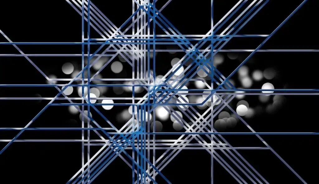Réseau de lignes entrecroisées symbolisant le système en ligne et état-major (organisation hiérarchique)