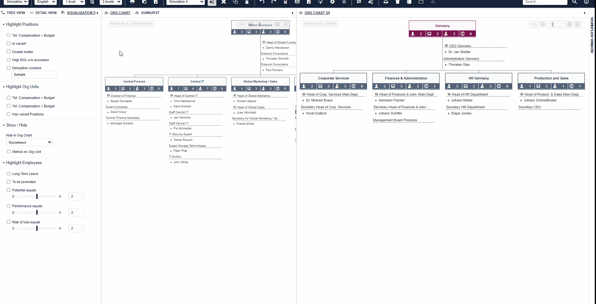 Simulate Ingentis org.manager reorganizations